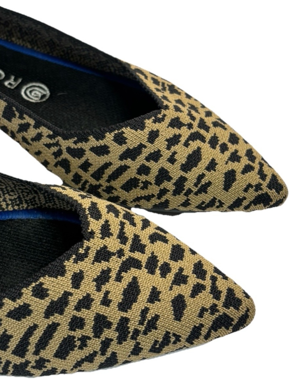 Rothy’s The Point Leopard Print Flats Women’s Size 9 Blue Trim Pointed Toe 🐆✨ - Picture 2 of 15